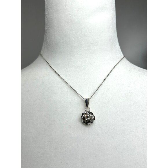 Women’s Rose Pendant Necklace Sterling Silver 925 Mexico Vintage Handmade 16” - Picture 8 of 8